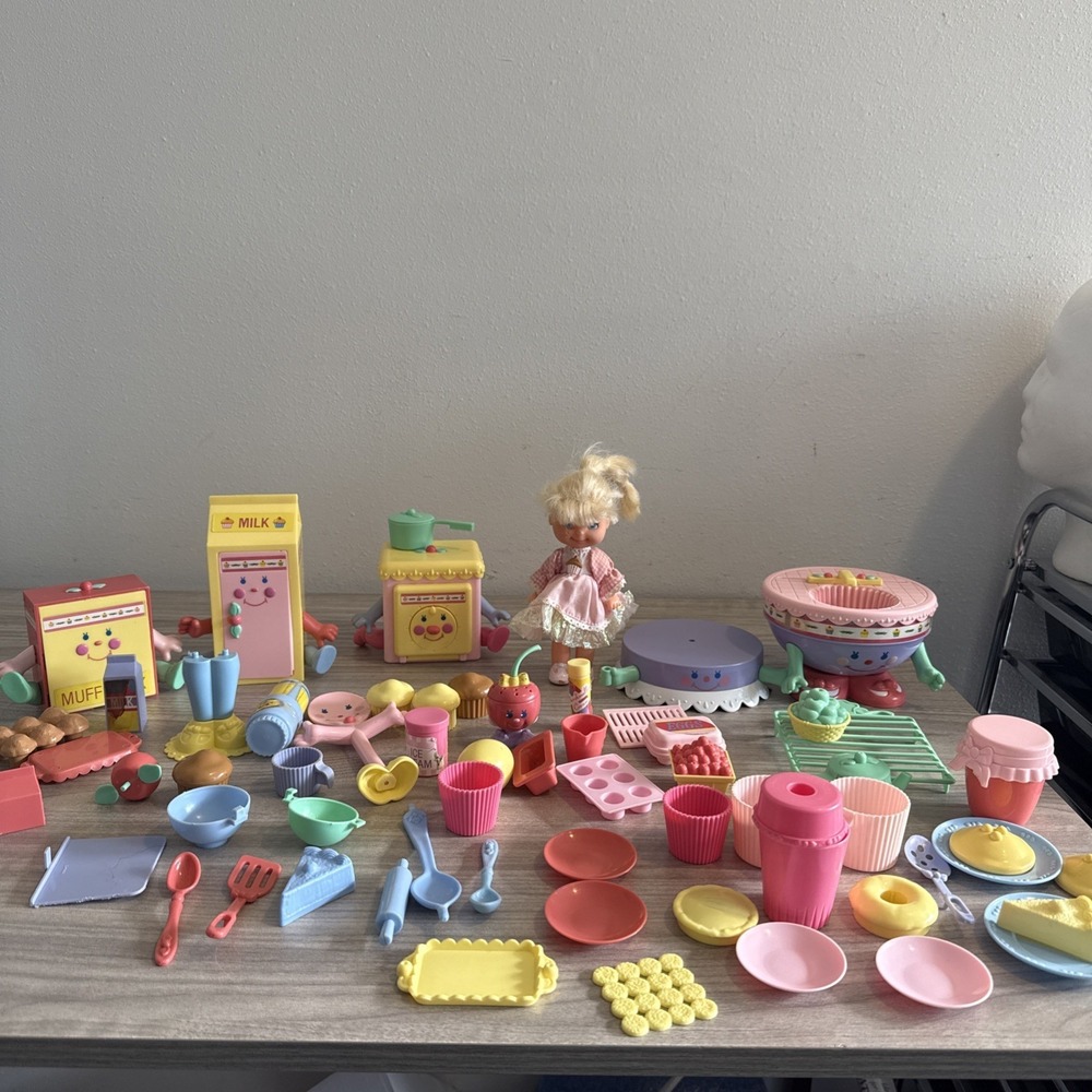 HUGE Vintage Cherry Merry Muffin Doll & Play Set Accessories Lot Mattel